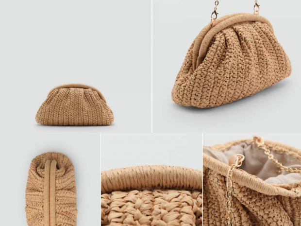 Diferentes vistas del bolso de Mango en color beige. (Foto: Mango).