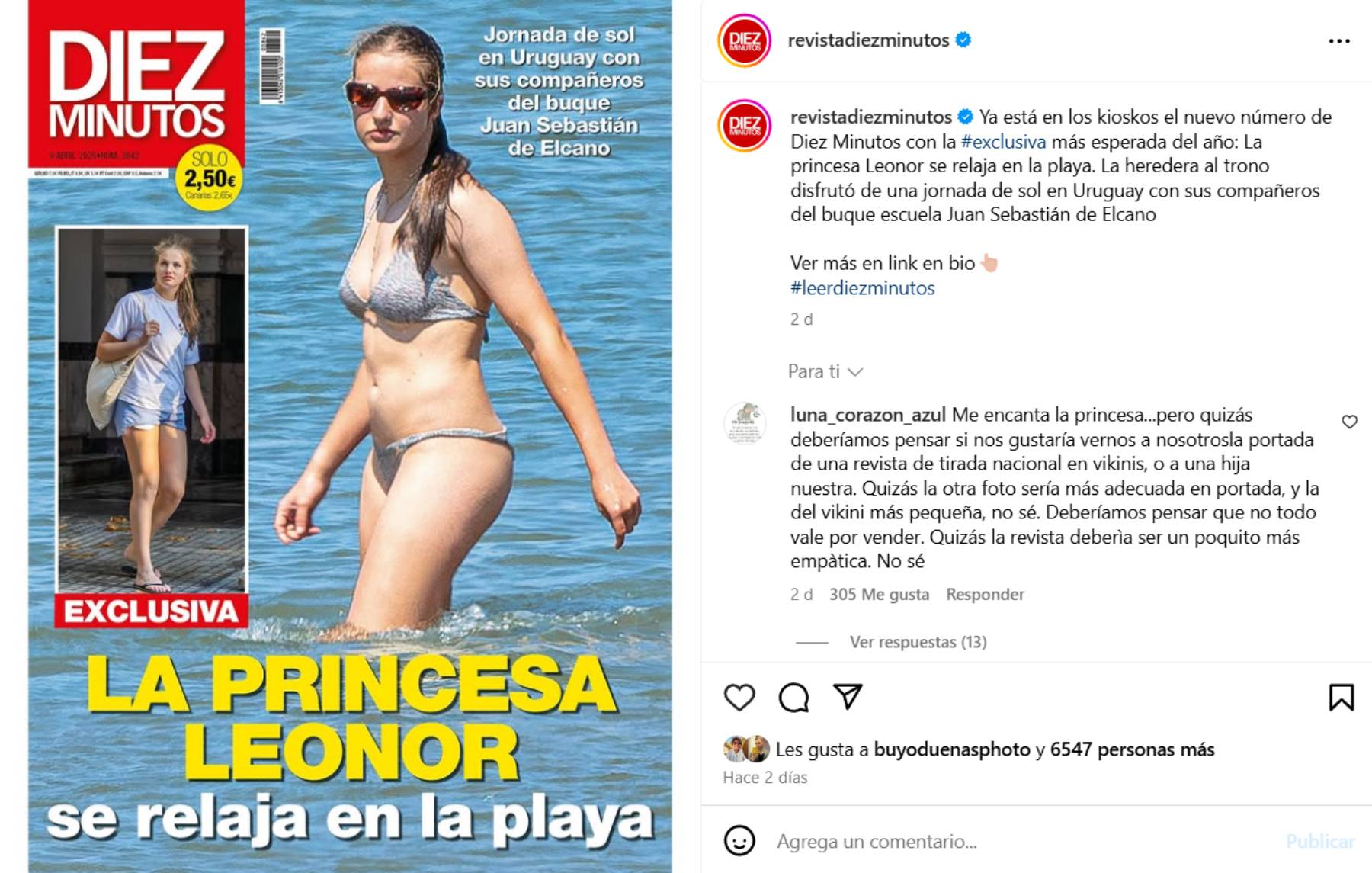 La princesa Leonor en bikini. (Foto: Instagram)