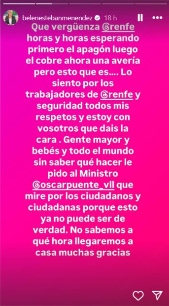 El mensaje de Bel&eacute;n Esteban. (Foto: Redes sociales)