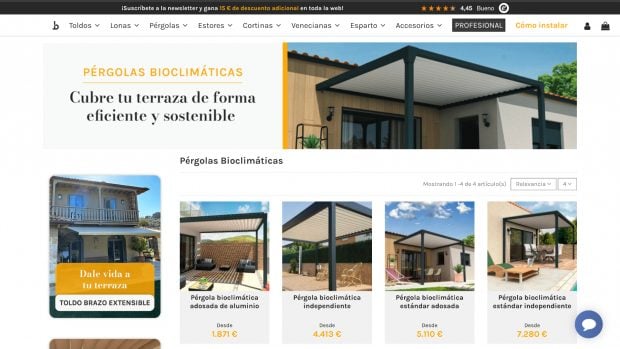 El precio de las p&eacute;rgolas bioclim&aacute;ticas de Beljemi. (FOTO: Beljemi)