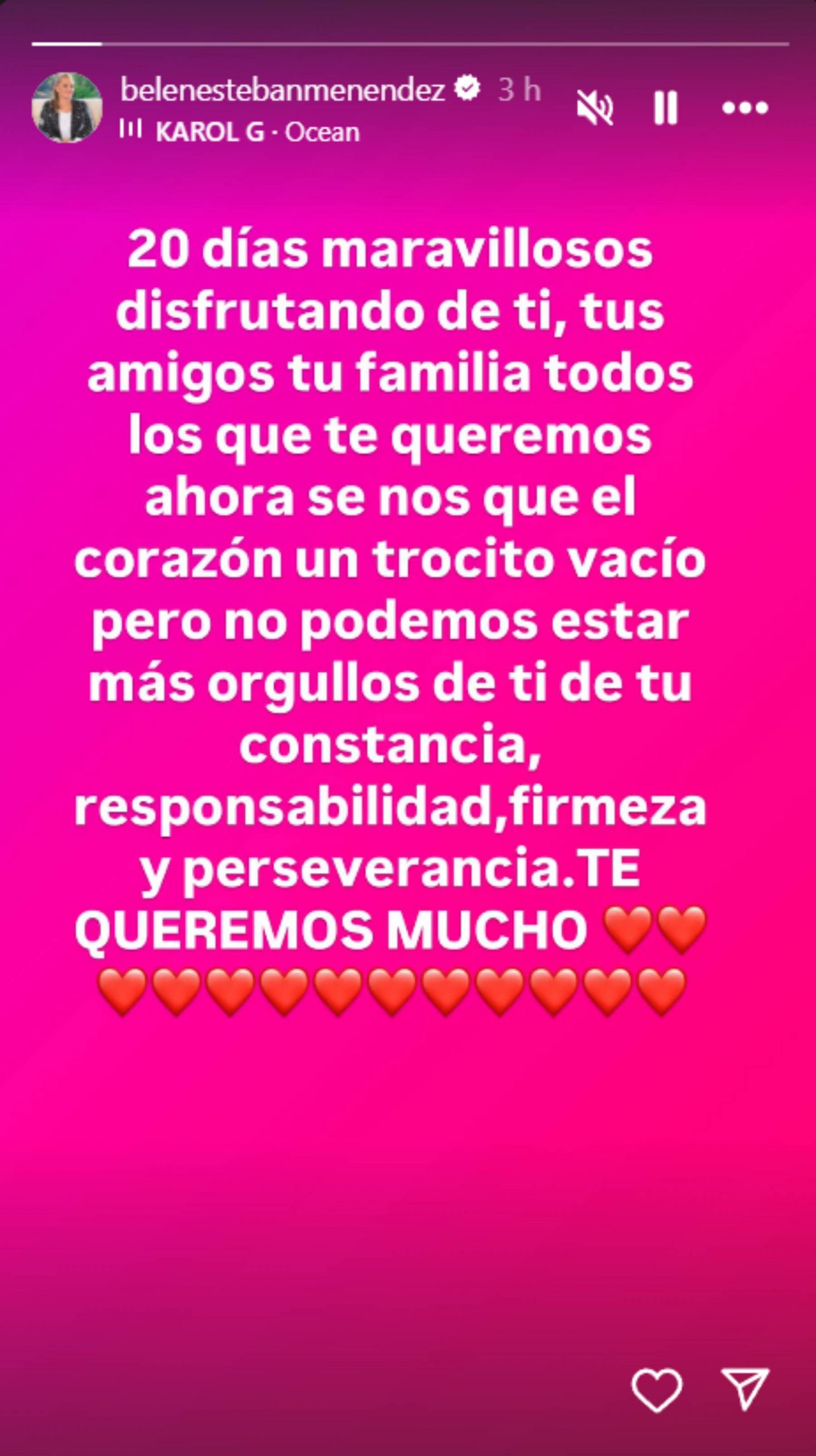 Historia de Instagram de Bel&eacute;n Esteban. (Foto: Gtres)