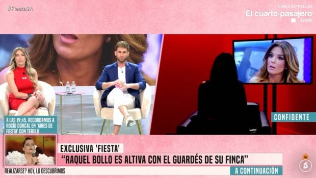 Informaciones sobre Raquel Bollo en el plat&oacute; de 'Fiesta'. (Foto: Telecinco)