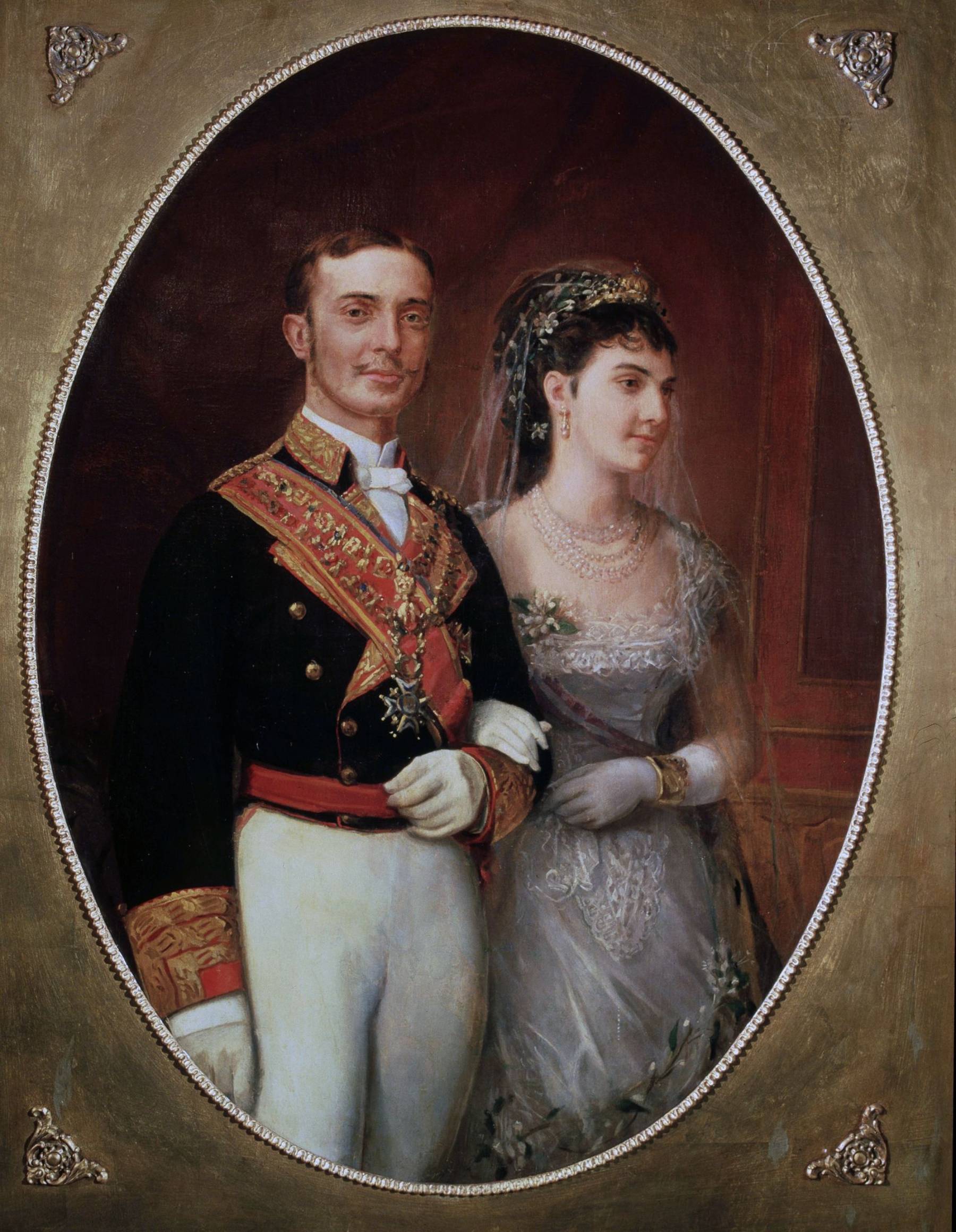 Los reyes Alfonso XII y Mar&iacute;a de las Mercedes el d&iacute;a de su boda. (Foto: Gtres)