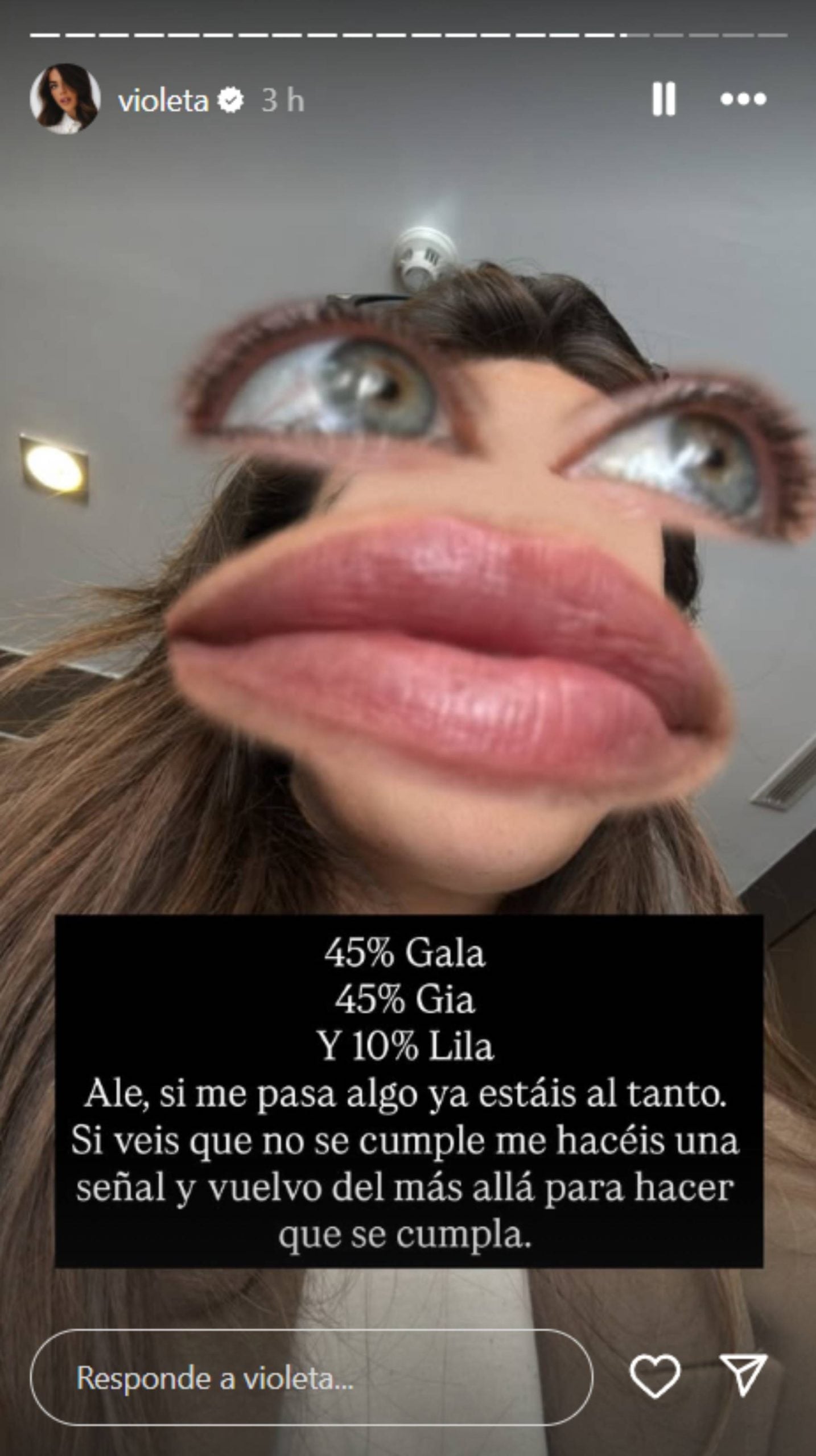 Violeta Mangri&ntilde;&aacute;n en un stories de Instagram. (Foto: RRSS)