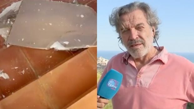 Pepe Navarro ense&ntilde;a los destrozos de su casa de Ibiza por el temporal. (FOTO: TELECINCO)