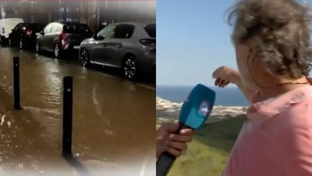 Pepe Navarro cuenta c&oacute;mo ha sido la tormenta Gabrielle. (FOTO: TELECINCO)