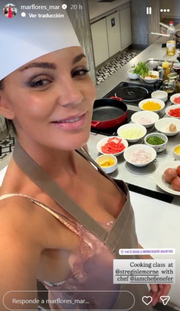 Mar Flores en un curso de cocina en Islas Mauricio. (Foto: Instagram)