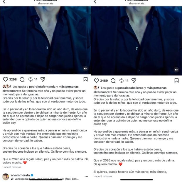 Los dos comunicados de Morata que demuestran que us&oacute; IA. (Fotos: Redes Sociales)