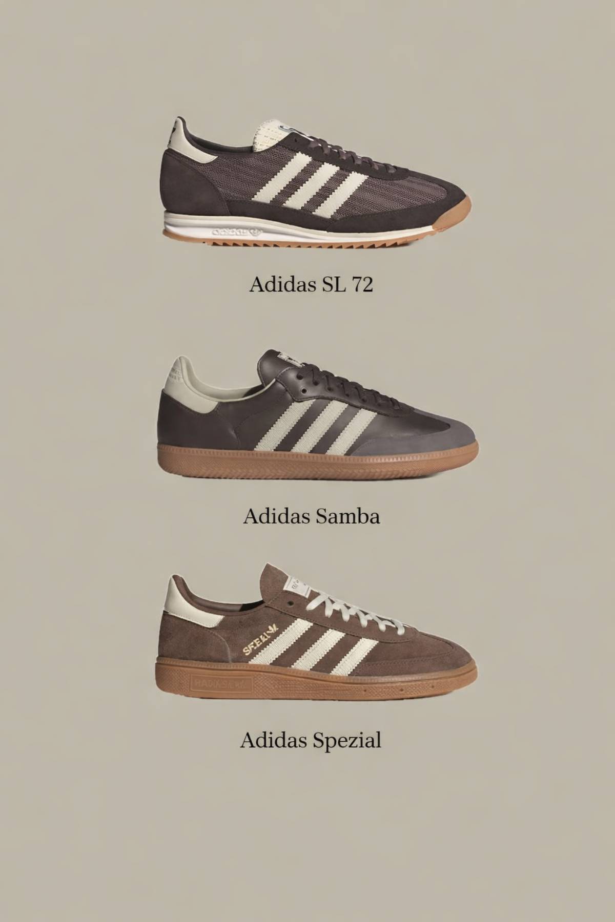 Adidas SL 72, Samba y Spezial. 