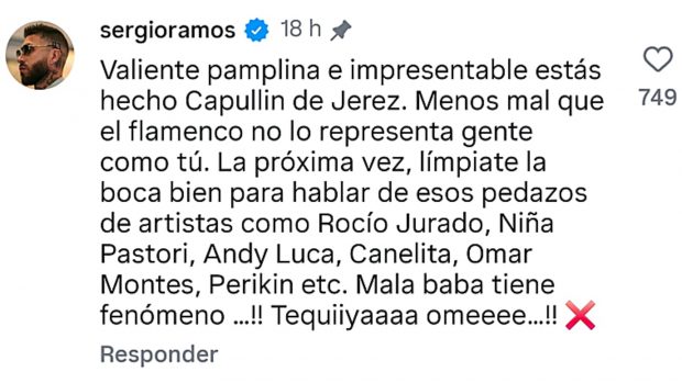 La tajante respuesta de Sergio Ramos al Capullo de Jerez. (Foto: Redes Sociales)