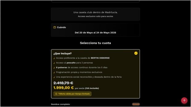 Los requisitos para formar parte de la caseta de Bert&iacute;n Osborne. (Foto: Madridluc&iacute;a)