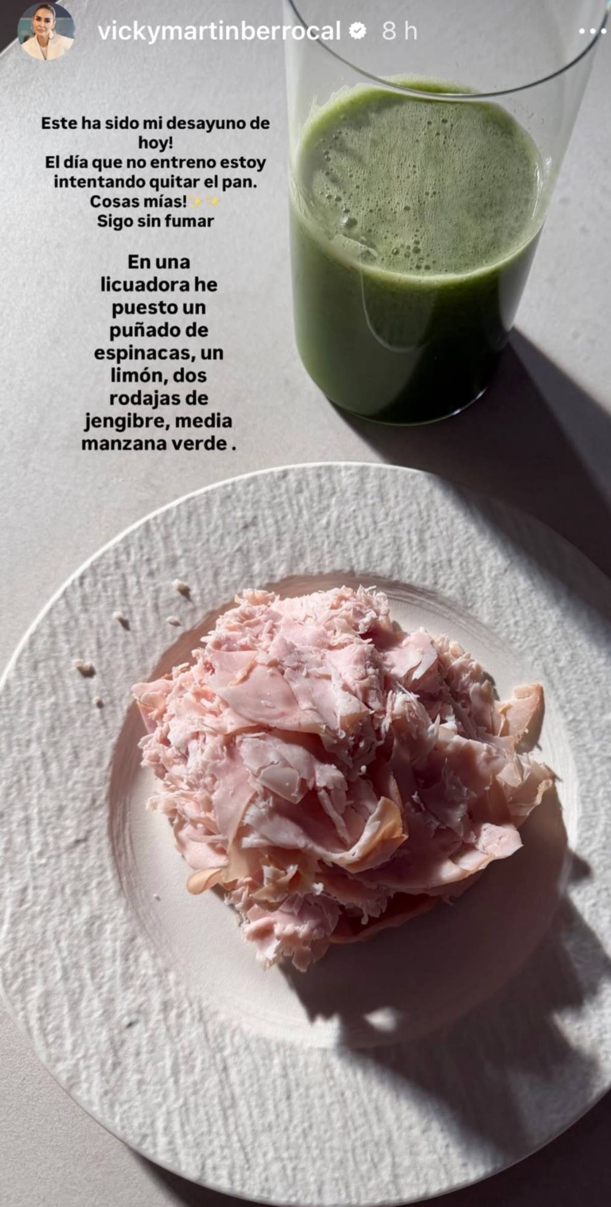 El desayuno que Vicky Mart&iacute;n Berrocal ha compartido con sus seguidores. (Foto: Redes Sociales)