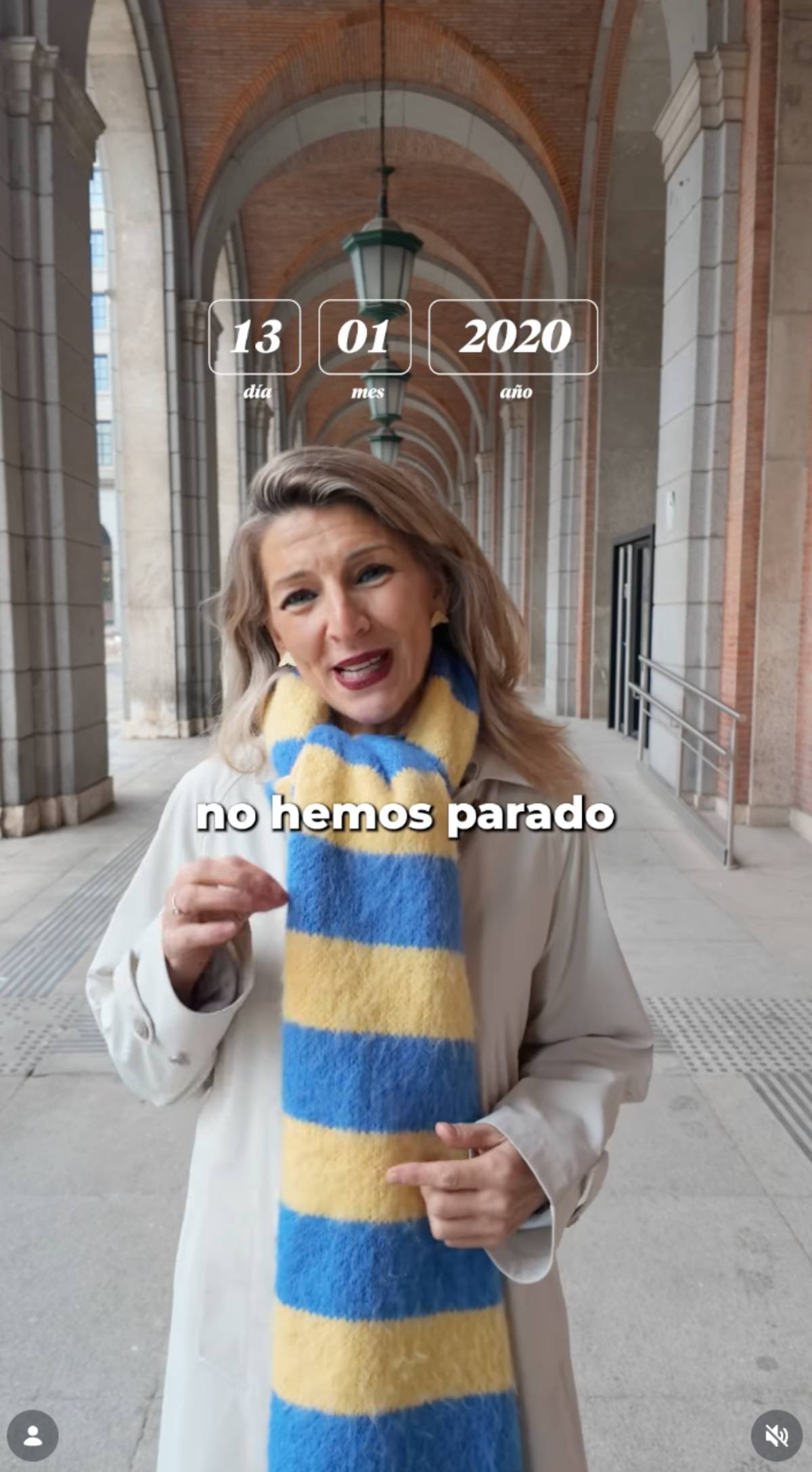 Yolanda D&iacute;az desde los arcos de Nuevos Ministerios. (Foto: Redes Sociales)