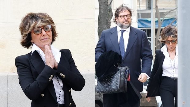Sonsoles &Oacute;nega, acompa&ntilde;ada por su pareja en el triste adi&oacute;s a su padre (Fotos: Gtres)