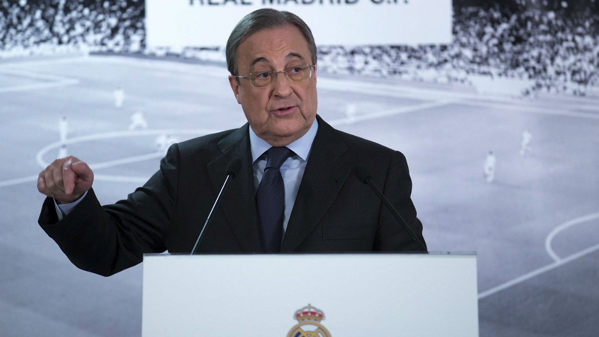 Florentino Pérez, en una comparecencia pública. (Getty)