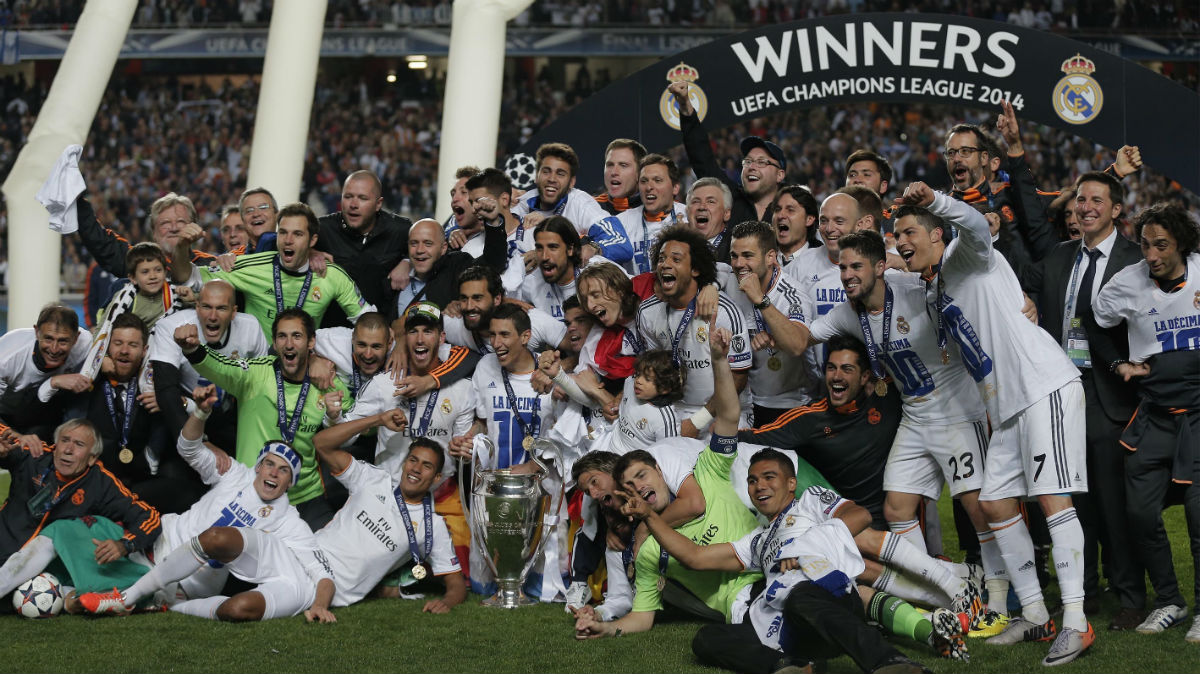 Una buena parte de los titulares de Zidane celebran el título de Champions en Lisboa. (Getty)