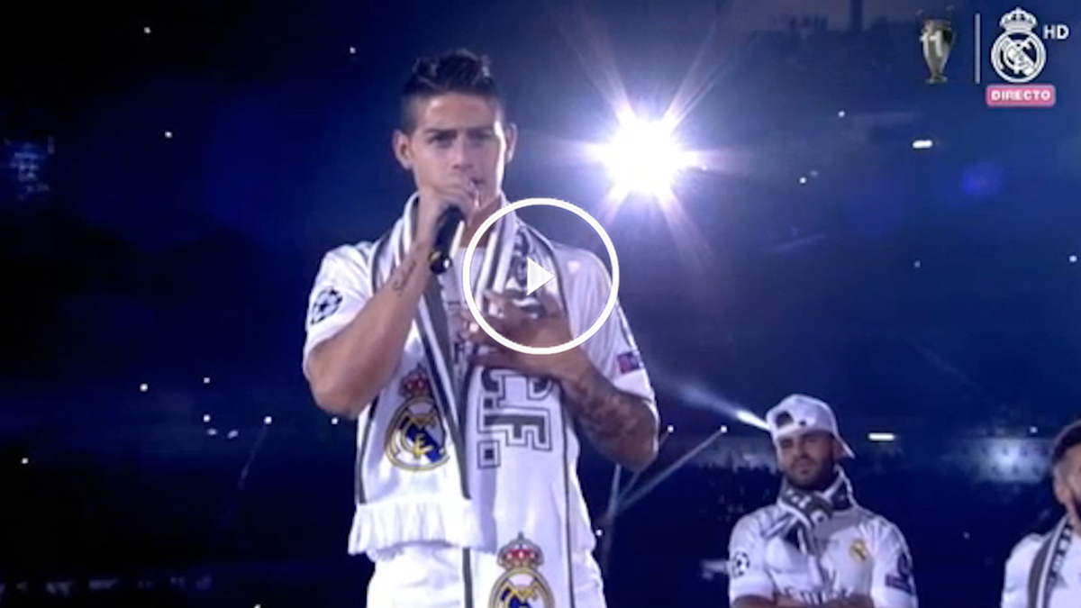 James habló en la celebración. (Real Madrid Televisión)