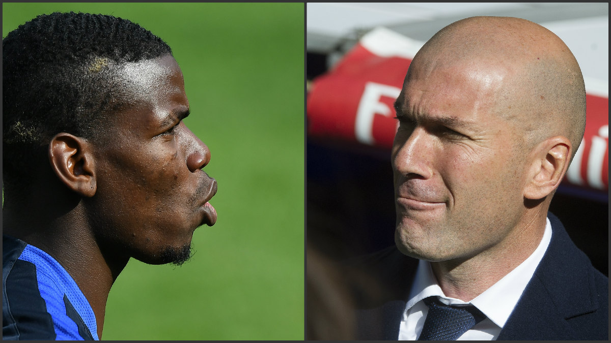 Paul Pogba y Zinedine Zidane. (AFP)