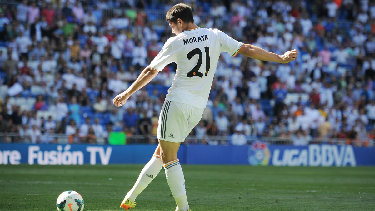 Morata durante un partido con el Real Madrid