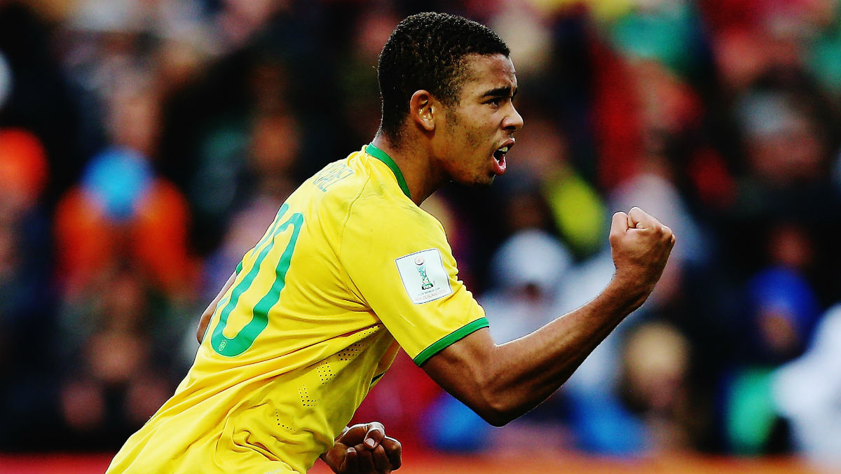 Gabriel Jesús, en un partido con Brasil. (Getty)