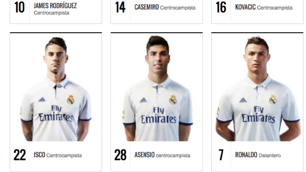 Marco Asensio ya luce en la página web del Real Madrid.