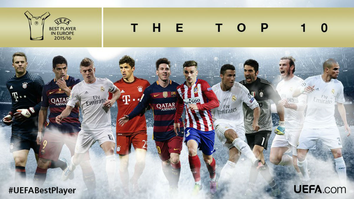 Los diez nominados a mejor jugador del año UEFA.