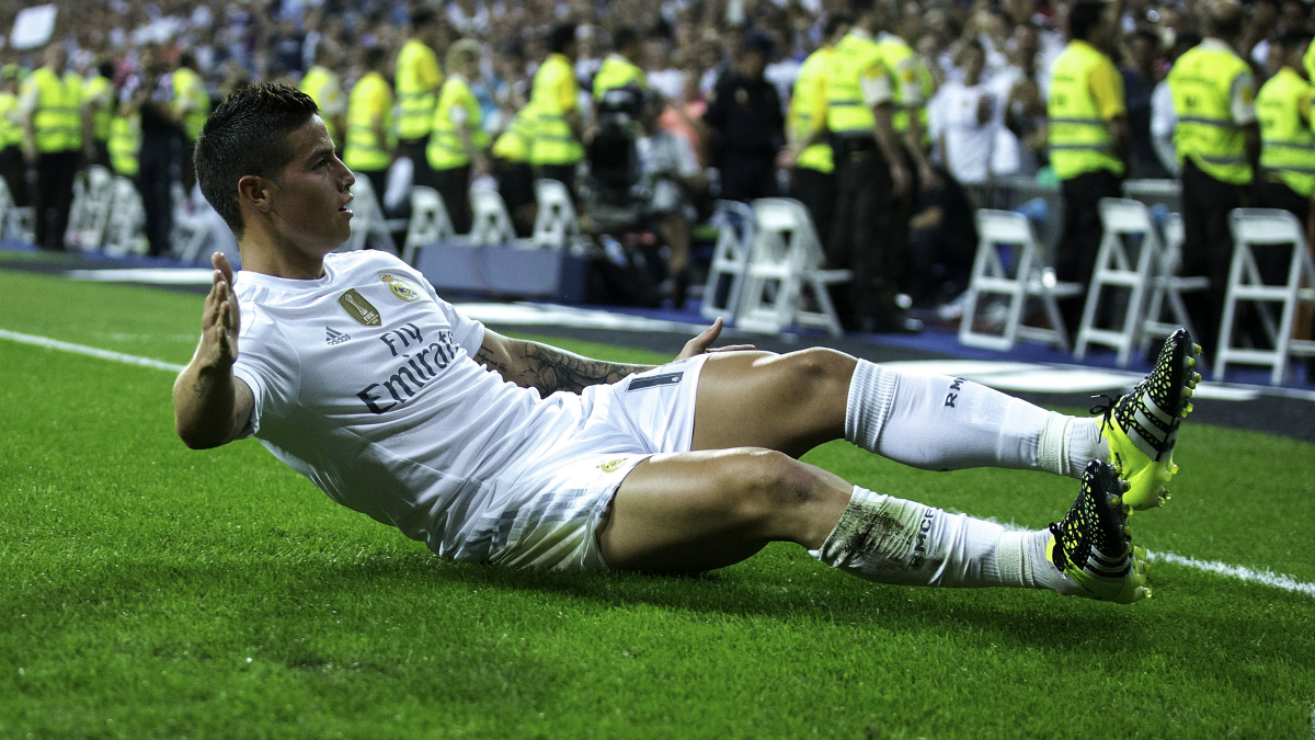 James celebra un gol con el Real Madrid. (Getty)