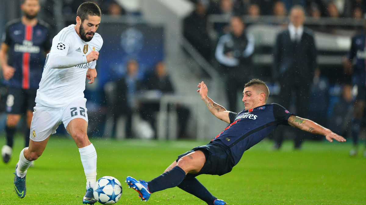 Isco y Verratti durante un Real Madrid vs PSG. (AFP)