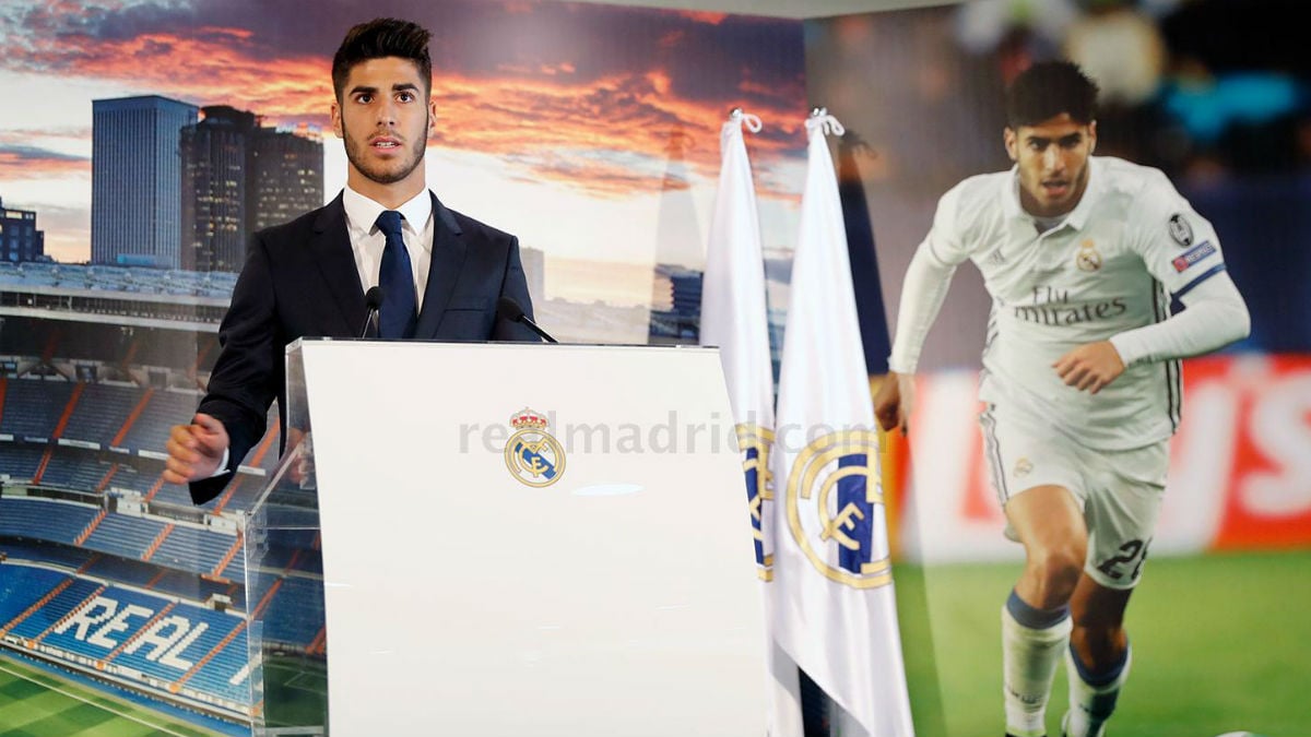 Marco Asensio, en su presentación. (Imagen: Realmadrid.com)