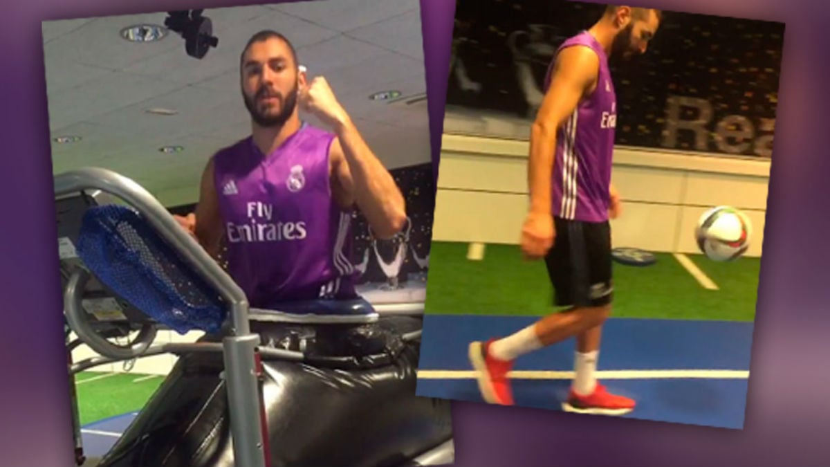 Benzema se entrena en el gimnasio.