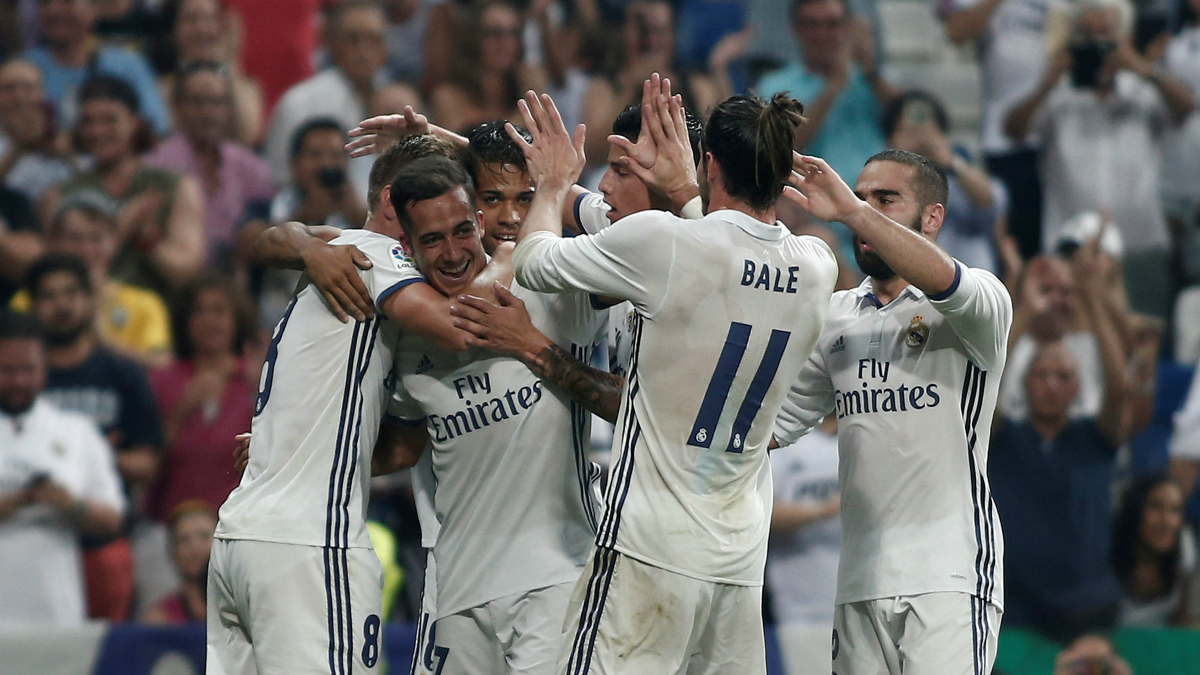 Los jugadores del Real Madrid celebran un gol. (Getty)