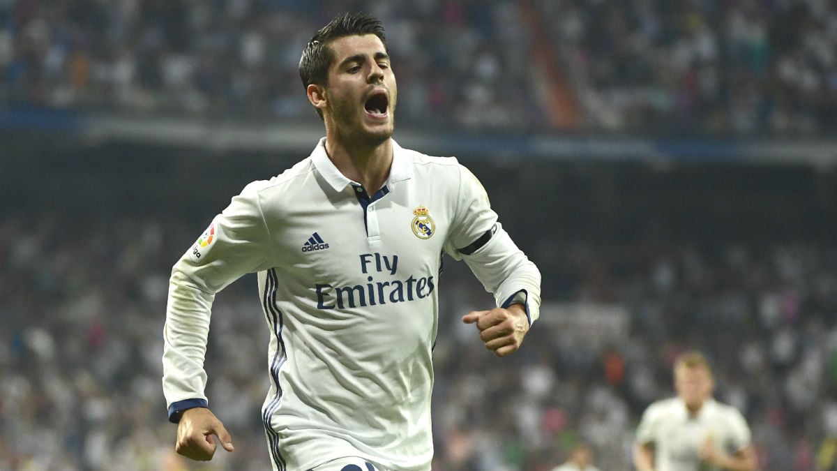 Morata celebra un gol con el Real Madrid. (AFP)