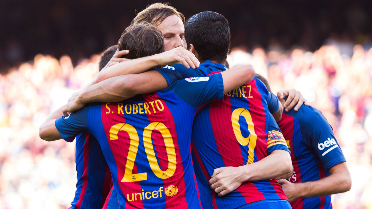 Los jugadores del Barcelona celebran un gol. (Getty)