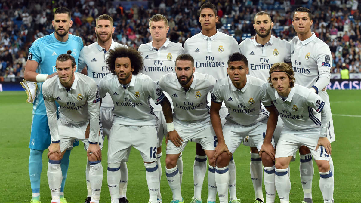 La alineación oficial del Real Madrid contra el Sporting. (AFP)