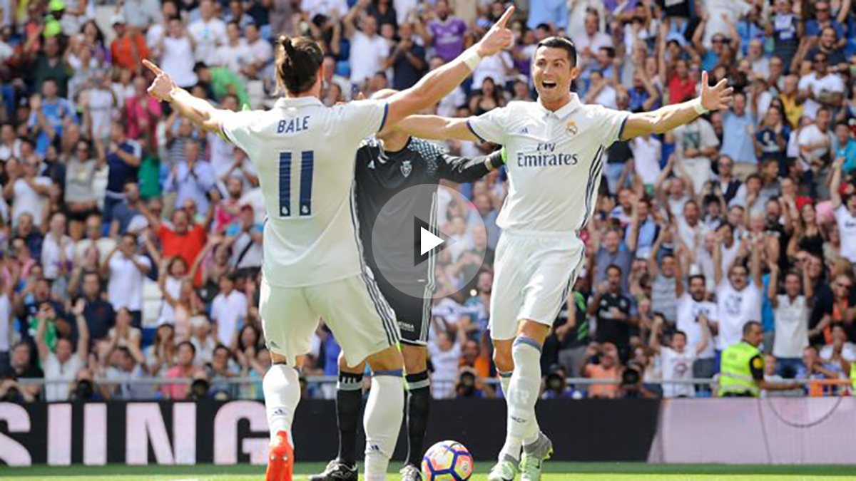 Cristiano y Bale celebran un gol frente a Osasuna. (Getty)