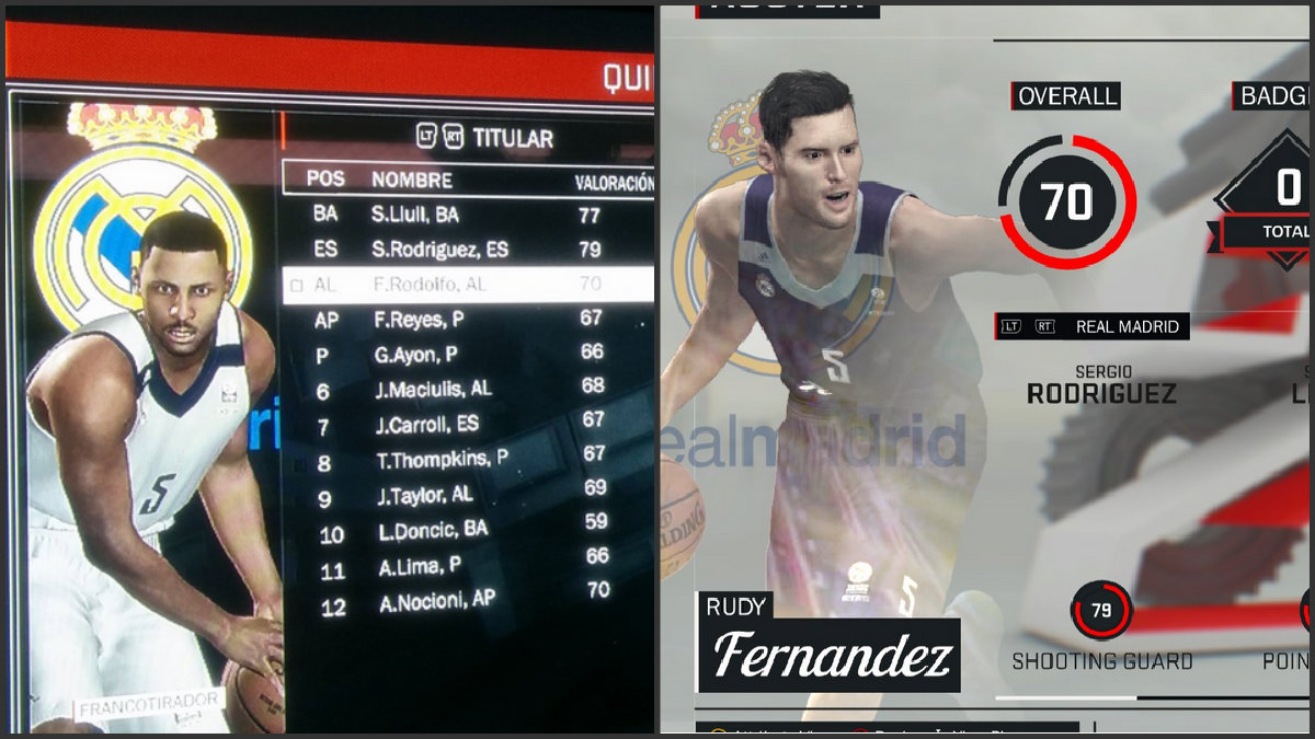 Antes y después de Rudy Fernández en el NBA 2K17 tras sus quejas.