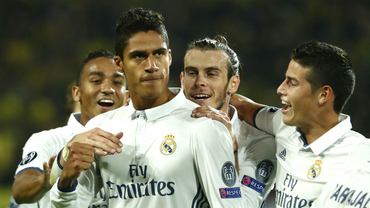 Varane celebra su gol den Dortmund. (AFP)