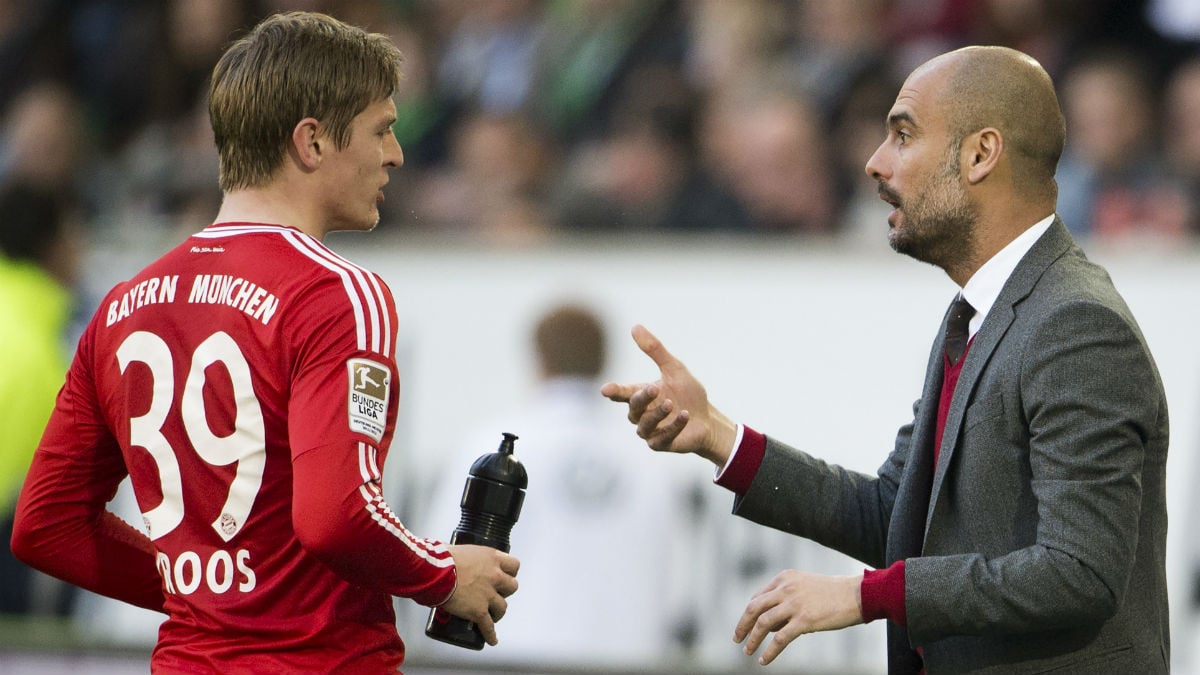 Kroos y Guardiola, en su etapa en el Bayern. (AFP)