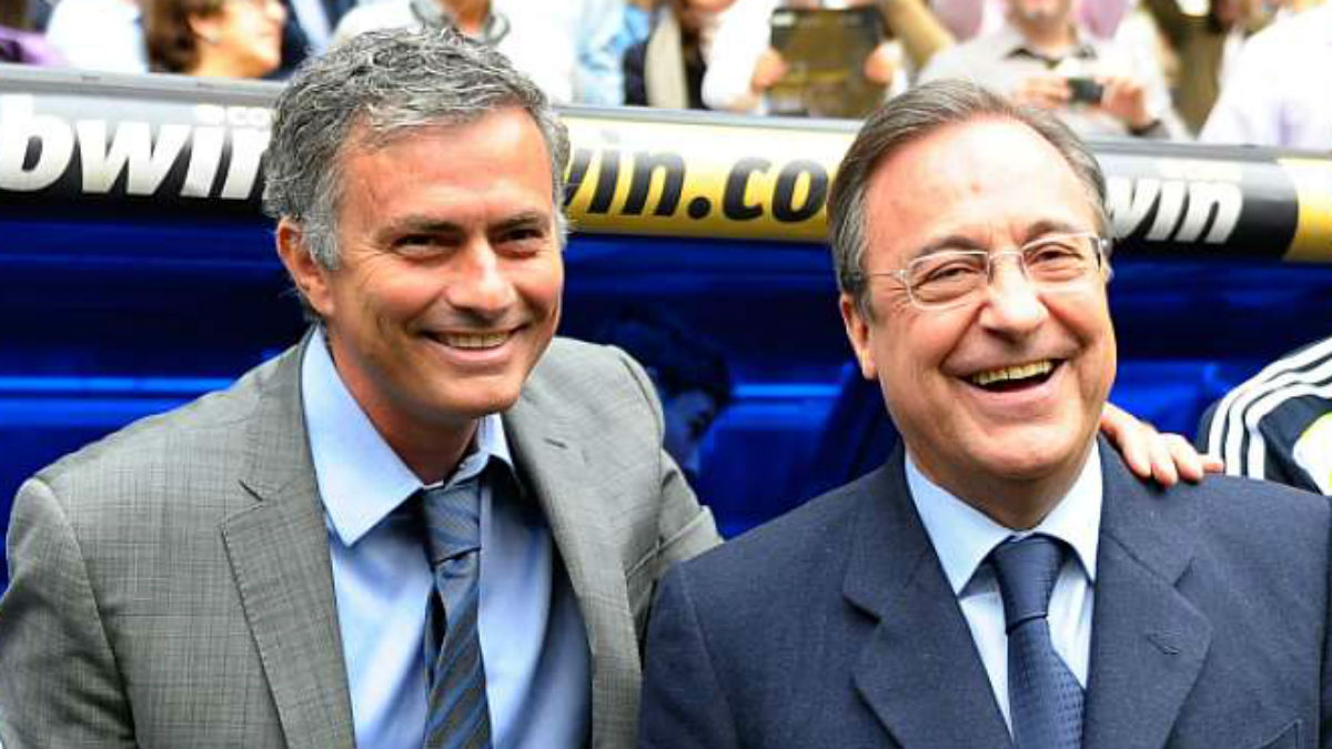 José Mourinho junto a Florentino Pérez.