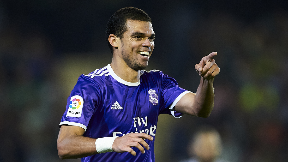 Pepe, celebrando uno de los goles del Real Madrid ante el Betis.