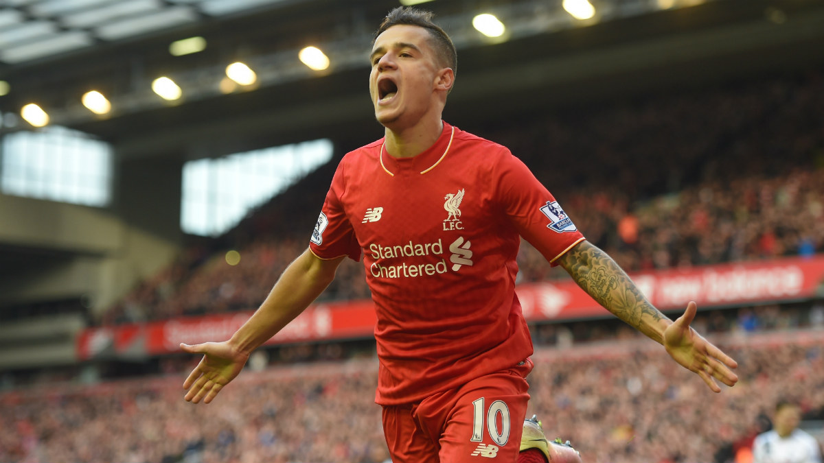 Coutinho celebra un gol con el Liverpool. (Getty)