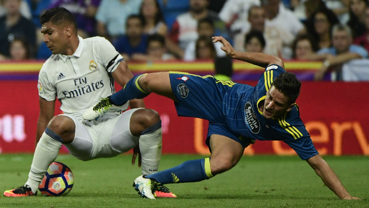 Casemiro, en el partido ante el Celta. (AFP)