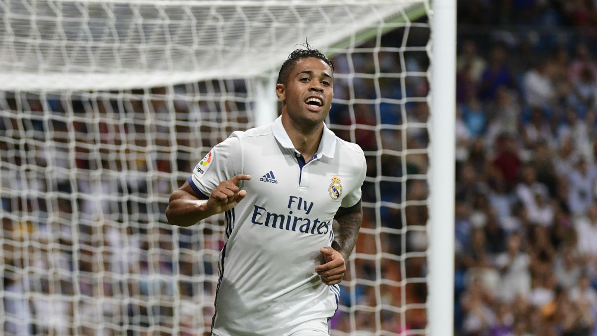 Mariano Díaz celebra un gol con el Real Madrid. (AFP)