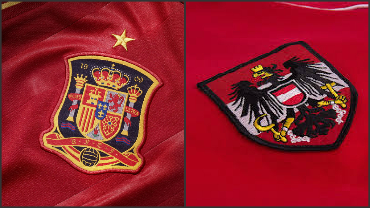 Escudos de España y Austria en las camisetas.