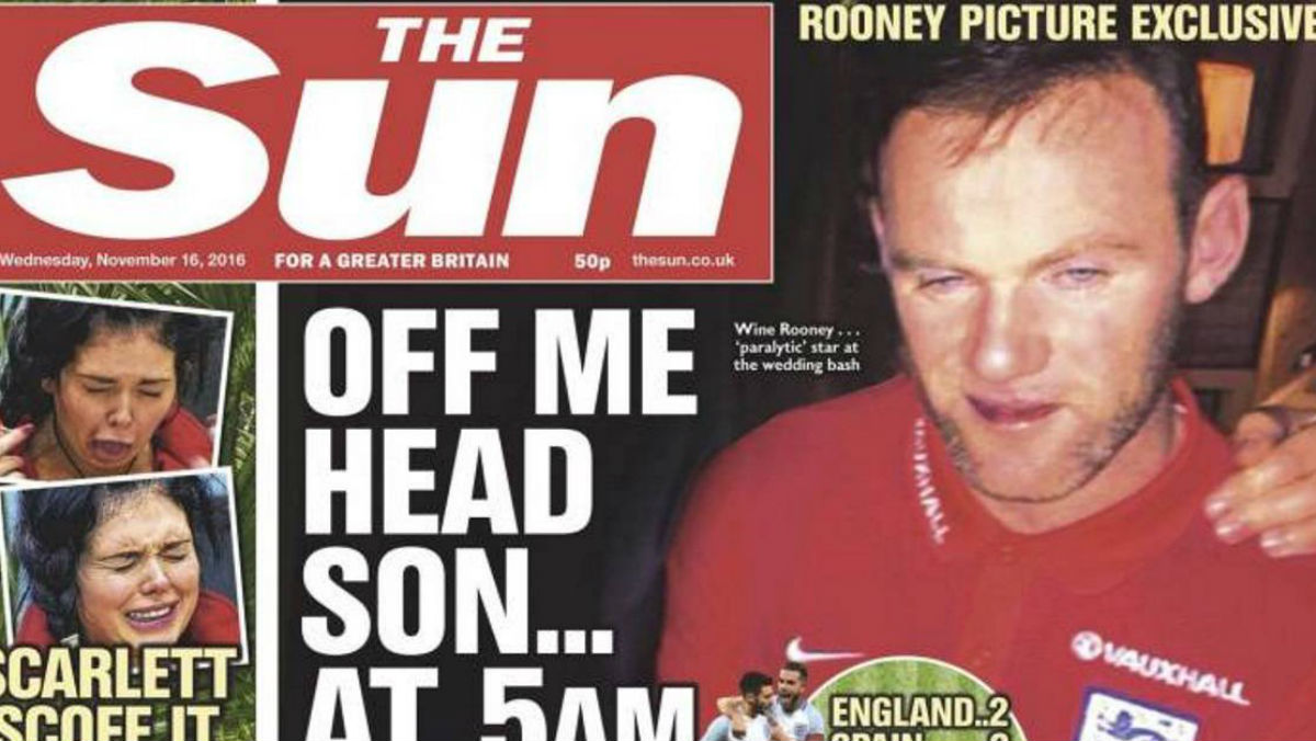 Rooney es protagonista en la portada de The Sun.