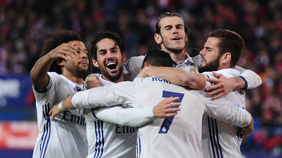 Isco, Cristiano Ronaldo, Marcelo, Bale y Nacho celebran un gol. (Getty)