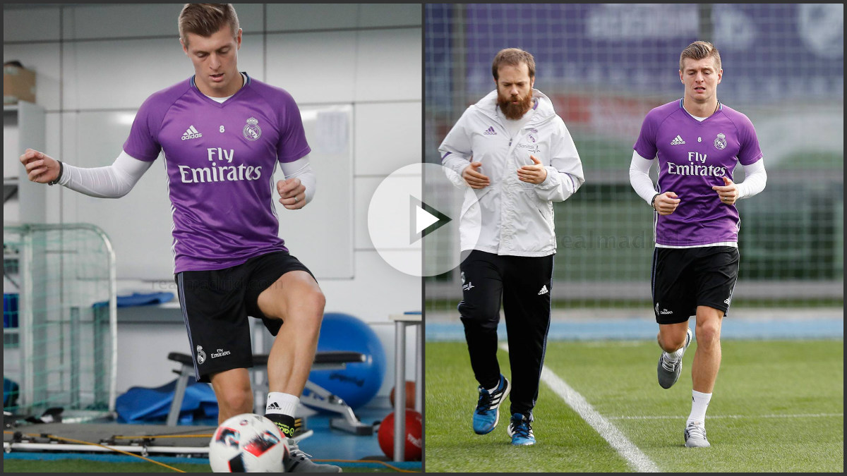 Toni Kroos se ejercitó en Valdebebas. (realmadrid.com)