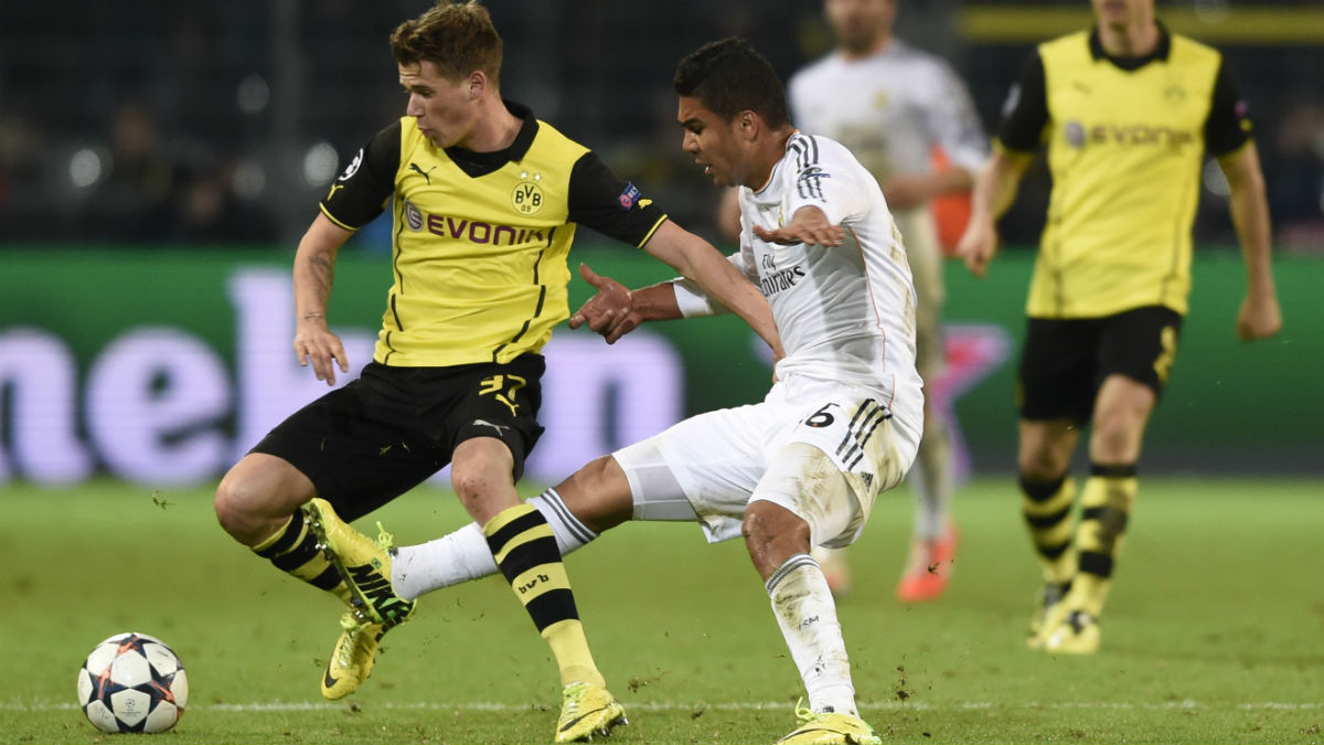Casemiro se salió en 2014 en el partido contra el Dortmund. (AFP)