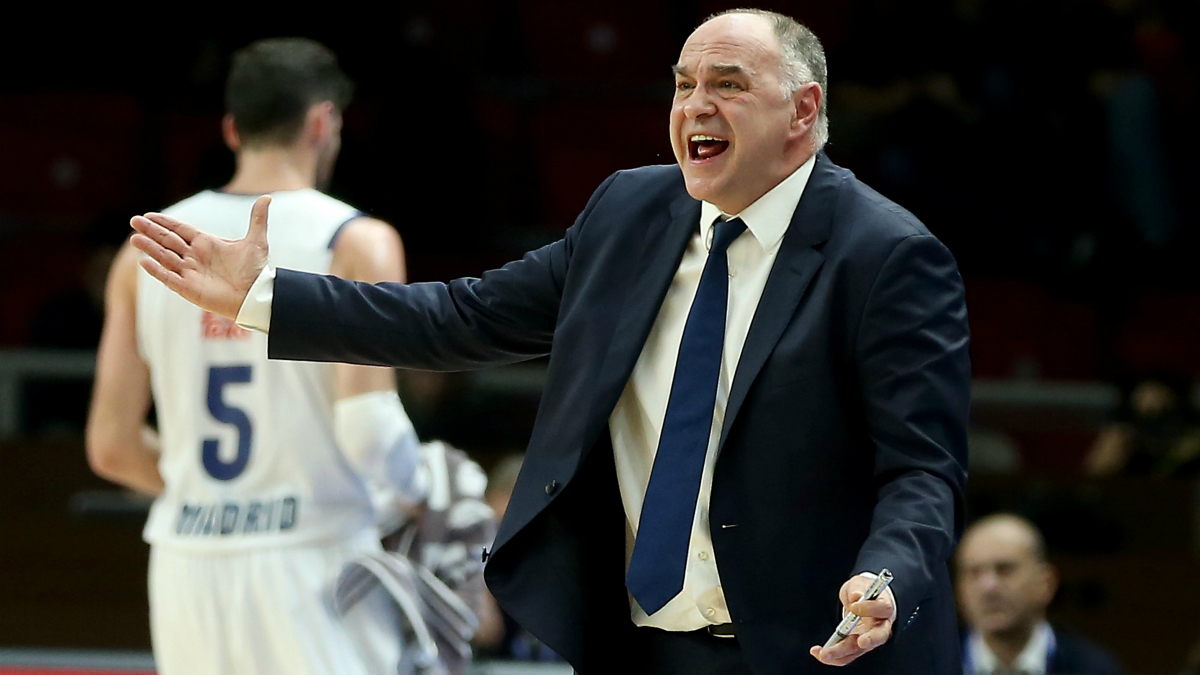 Laso, protesta en un partido del Real Madrid. (Getty)