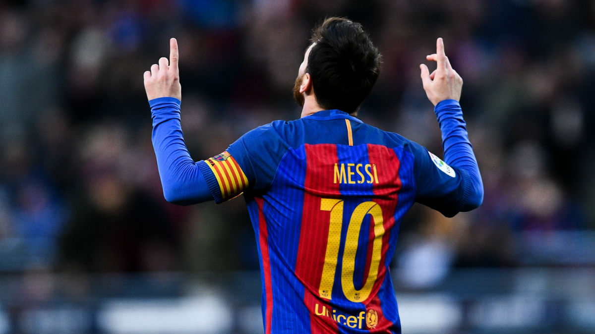 Messi celebra un gol con el Barcelona. (Getty)